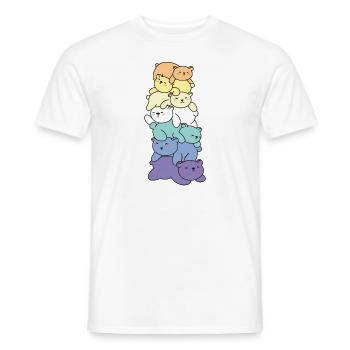 genderfaun Flag Pride LGBTQ Mignon Bear Bunch - T-shirt homme - blanc - Devant - AI Model Male 178 dark (178cm)