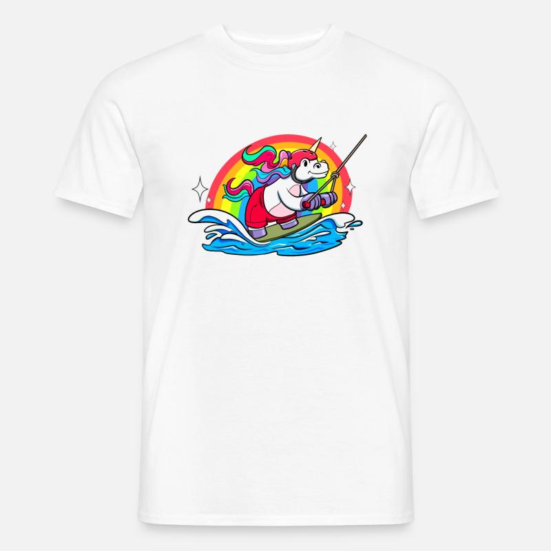 Wakeboarding Einhorn Wakeboarder Wakeboard - Männer T-Shirt - Weiß
