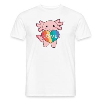 Regenbogen Herzen Pride LGBTQ süße tiere Axolotl - Männer T-Shirt - Weiß - Vorne - AI Model Male 178 dark (178cm)