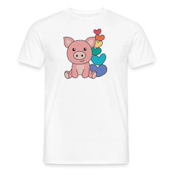coeurs arc-en-ciel fierté LGBTQ animaux mignons cochon - T-shirt homme - blanc - Devant - AI Model Male 178 dark (178cm)