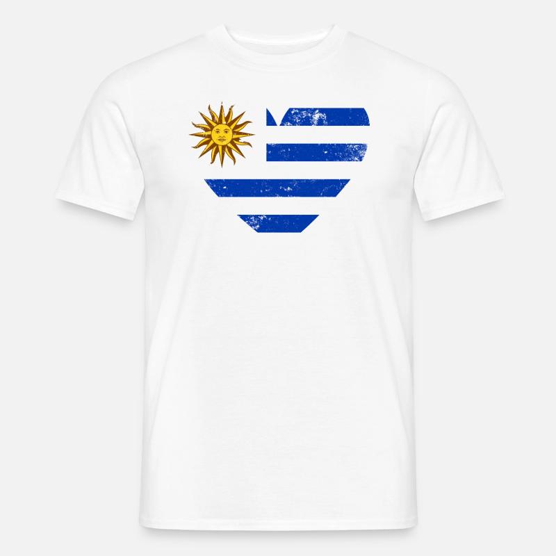 Uruguay Flaggenherz - Männer T-Shirt - Weiß