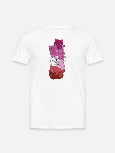 lesbian Lipstick flag Pride LGBTQ Katzen Haufen - Männer T-Shirt - Weiß