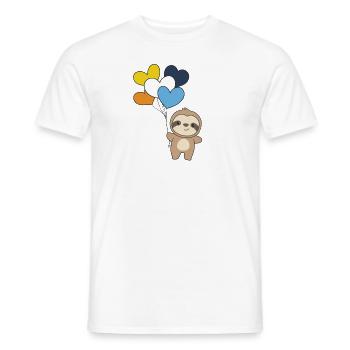 Aroace Flagge Ballon Herz Pride LGBTQ Faultier - Männer T-Shirt - Weiß - Vorne - AI Model Male 178 dark (178cm)