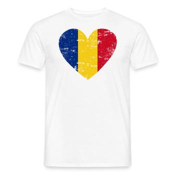Rumänien Flaggenherz - Männer T-Shirt - Weiß - Vorne - AI Model Male 178 dark (178cm)