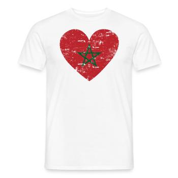 Morocco Flag Heart - Men's T-Shirt - white - Front - AI Model Male 178 dark (178cm)