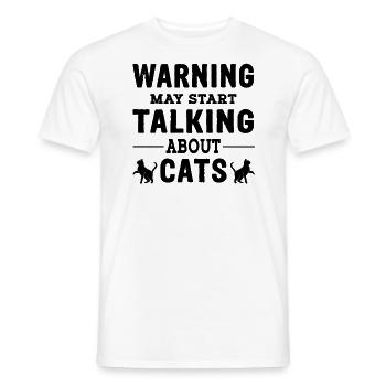 Warning may start talking about Cats - Cat Papa - Men's T-Shirt - white - Front - AI Model Male 178 dark (178cm)