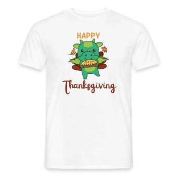 thanksgiving day outfits Truthahn Drache mit Pie - Männer T-Shirt - Weiß - Vorne - AI Model Male 178 dark (178cm)