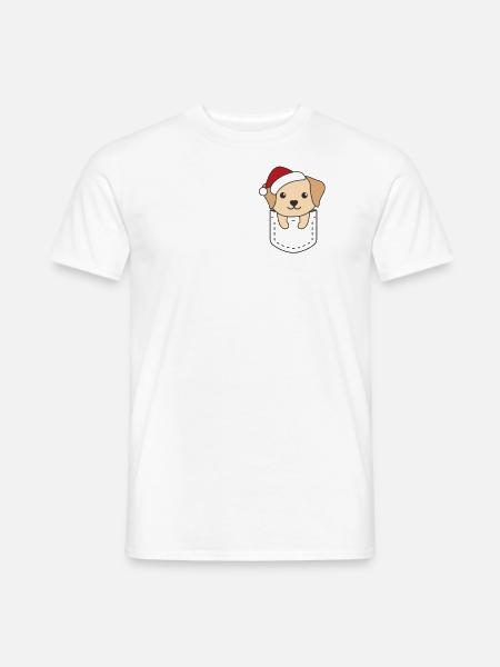 Fröhliche Weinachten süßer Labrador Brusttasche - Männer T-Shirt - Weiß