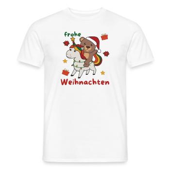 Weihnachts Einhorn Bär frohe Weihnachten Einhorn - Männer T-Shirt - Weiß - Vorne - AI Model Male 178 dark (178cm)
