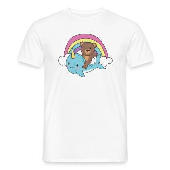 Narwhal Bear Ocean Unicorn kawaii Rainbow - T-shirt homme - blanc - Devant - AI Model Male 178 dark (178cm)