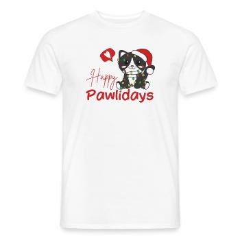 Cat Christmas Cute Cats Happy Pawlidays - Men's T-Shirt - white - Front - AI Model Male 178 dark (178cm)