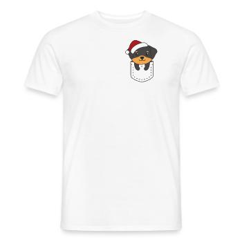 Merry Christmas Sweet Rottweiler Breast Bag - Men's T-Shirt - white - Front - AI Model Male 178 dark (178cm)