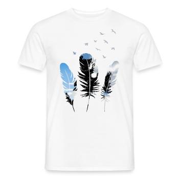 feathers, nature, sky and birds; Feathers T Shirt - Men's T-Shirt - white - Front - AI Model Male 178 dark (178cm)