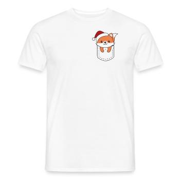 Fröhliche Weinachten süßer Fuchs in Brusttasche - Männer T-Shirt - Weiß - Vorne - AI Model Male 178 dark (178cm)