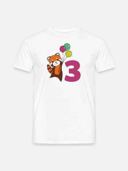 Roter Panda dritter Geburtstag Luftballons Kinder - Männer T-Shirt - Weiß