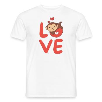 Singe pour la Saint-Valentin animaux mignons avec des cœurs Amour - T-shirt homme - blanc - Devant - AI Model Male 178 dark (178cm)
