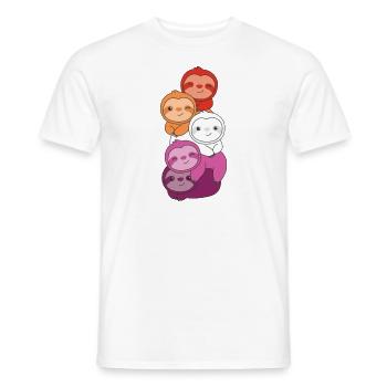 Lesbian Flag Pride LGBTQ Cute Sloth Bunch - T-shirt homme - blanc - Devant - AI Model Male 178 dark (178cm)