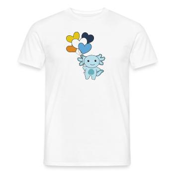 Aroace Flagge Ballon Herz Pride LGBTQ Axolotl - Männer T-Shirt - Weiß - Vorne - AI Model Male 178 dark (178cm)