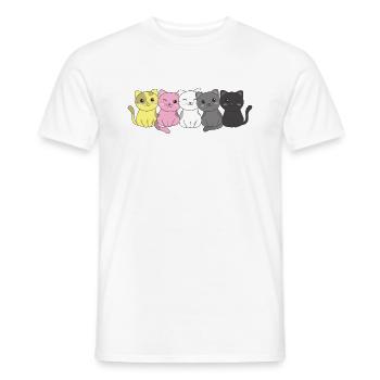 queerplatonic flag pride LGBTQ cute cat pile - Men's T-Shirt - white - Front - AI Model Male 178 dark (178cm)