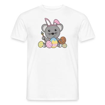 Joyeuses Pâques Souris mignonne Pâques avec des œufs de Pâques - T-shirt homme - blanc - Devant - AI Model Male 178 dark (178cm)