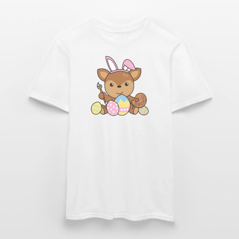 happy easter sweet deer Easter with Easter eggs Men's T-shirt
