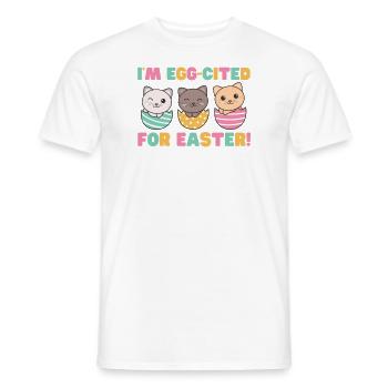 cute cats at Easter with Easter eggs cat - Men's T-Shirt - white - Front - AI Model Male 178 dark (178cm)