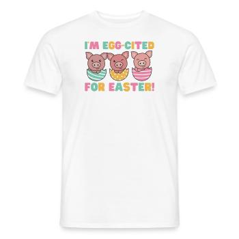 sweet pigs at Easter with Easter eggs pork - Men's T-Shirt - white - Front - AI Model Male 178 dark (178cm)