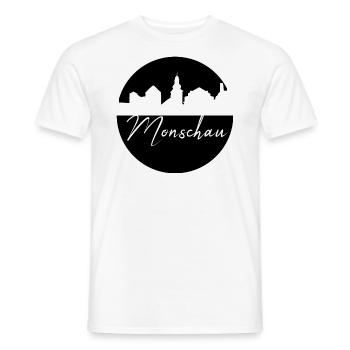 Monschau,skyline,city,circle,black circle - Men's T-Shirt - white - Front - AI Model Male 178 dark (178cm)