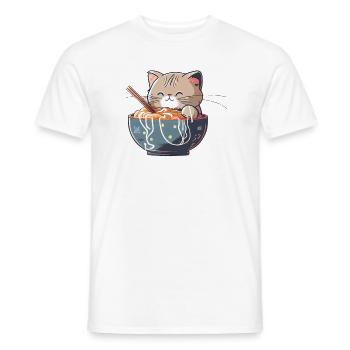 But first Ramen süße Katze isst Ramen - Männer T-Shirt - Weiß - Vorne - AI Model Male 178 dark (178cm)