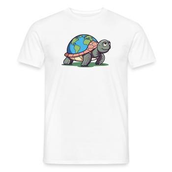 Schildkröte mit Erde Umweltschutz Welt Erde Tag - Männer T-Shirt - Weiß - Vorne - AI Model Male 178 dark (178cm)