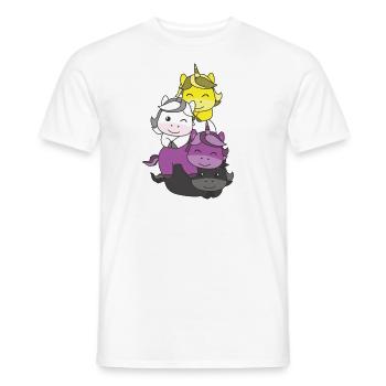Nichtbinär Flag Pride LGBTQ süßer Einhorn Stapel - Männer T-Shirt - Weiß - Vorne - AI Model Male 178 dark (178cm)