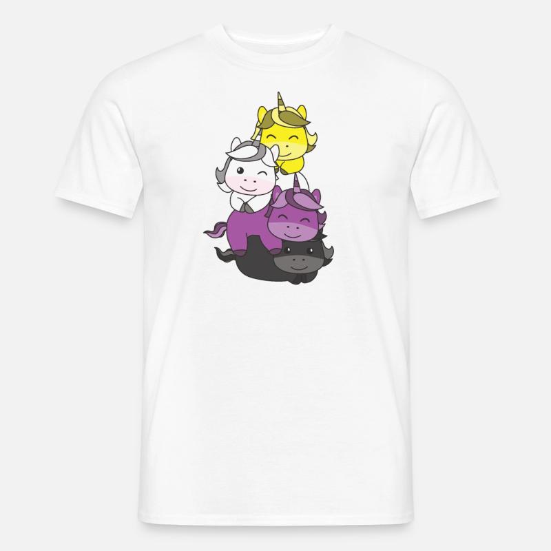 Nonbinary Flag Pride LGBTQ Cute Unicorn Stack - T-shirt homme - blanc
