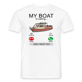 My boat is calling white - Captain Boating - Men's T-Shirt - white - Front - AI Model Male 178 dark (178cm)