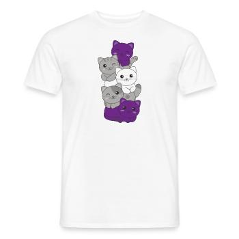 Graysexual Flag Pride LGBTQ Cute Cat Stack - Men's T-Shirt - white - Front - AI Model Male 178 dark (178cm)