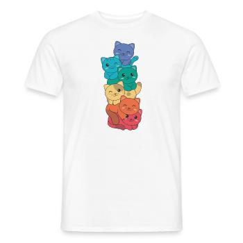 Rainbow Flag Pride LGBTQ Cute Cat Stack - Men's T-Shirt - white - Front - AI Model Male 178 dark (178cm)