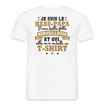 Beau papa d une belle fille merveilleuse - T-shirt homme - blanc - Devant - AI Model Male 178 dark (178cm)