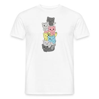 Demiflux Flag Pride LGBTQ Cute Cat Stack - Men's T-Shirt - white - Front - AI Model Male 178 dark (178cm)