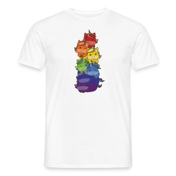 Regenbogen Flag Pride LGBTQ süßer Einhorn Stapel - Männer T-Shirt - Weiß - Vorne - AI Model Male 178 dark (178cm)