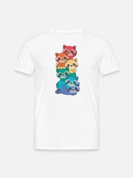 Regenbogen Flag Pride LGBTQ süßer Waschbär Stapel - Männer T-Shirt - Weiß