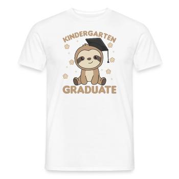 Kids Kindergarten graduate Sloth Graduation - Men's T-Shirt - white - Front - AI Model Male 178 dark (178cm)