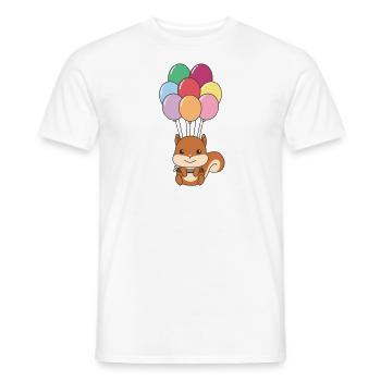 Eichhörnchen fliegt mit bunten Luftballons nach - Männer T-Shirt - Weiß - Vorne - AI Model Male 178 dark (178cm)