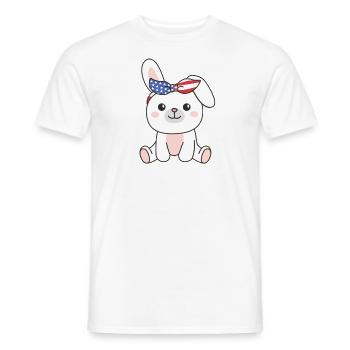 4 juillet American Bunny for Kids USA - T-shirt homme - blanc - Devant - AI Model Male 178 dark (178cm)