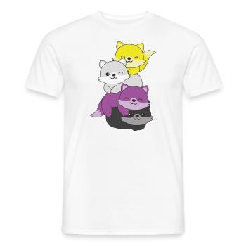 Nonbinary Flag Pride LGBTQ Cute Fox Stack - Men's T-Shirt - white - Front - AI Model Male 178 dark (178cm)