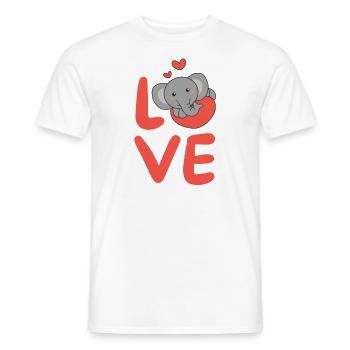 Éléphant pour la Saint-Valentin Animaux mignons Cœurs Amour - T-shirt homme - blanc - Devant - AI Model Male 178 dark (178cm)