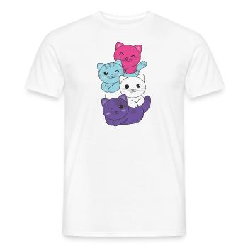 Multisexual Flag Pride LGBTQ Cute Cat Stack - Men's T-Shirt - white - Front - AI Model Male 178 dark (178cm)