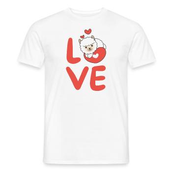 Alpaga pour la Saint-Valentin Animaux mignons Coeurs Amour - T-shirt homme - blanc - Devant - AI Model Male 178 dark (178cm)