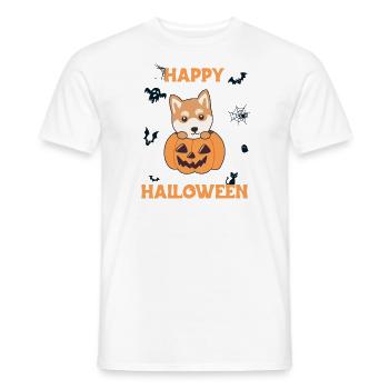 Shiba Inu in pumpkin cute dogs Happy Halloween - Men's T-Shirt - white - Front - AI Model Male 178 dark (178cm)