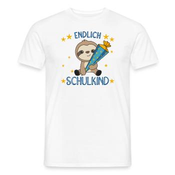 endlich Schulkind Einschulung Schule Faultier - Männer T-Shirt - Weiß - Vorne - AI Model Male 178 dark (178cm)