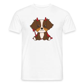 Australian Shepherd Happy Halloween Devil Costume - Men's T-Shirt - white - Front - AI Model Male 178 dark (178cm)