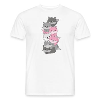 Demigirl Flag Pride LGBTQ Cute Fox Stack - Men's T-Shirt - white - Front - AI Model Male 178 dark (178cm)